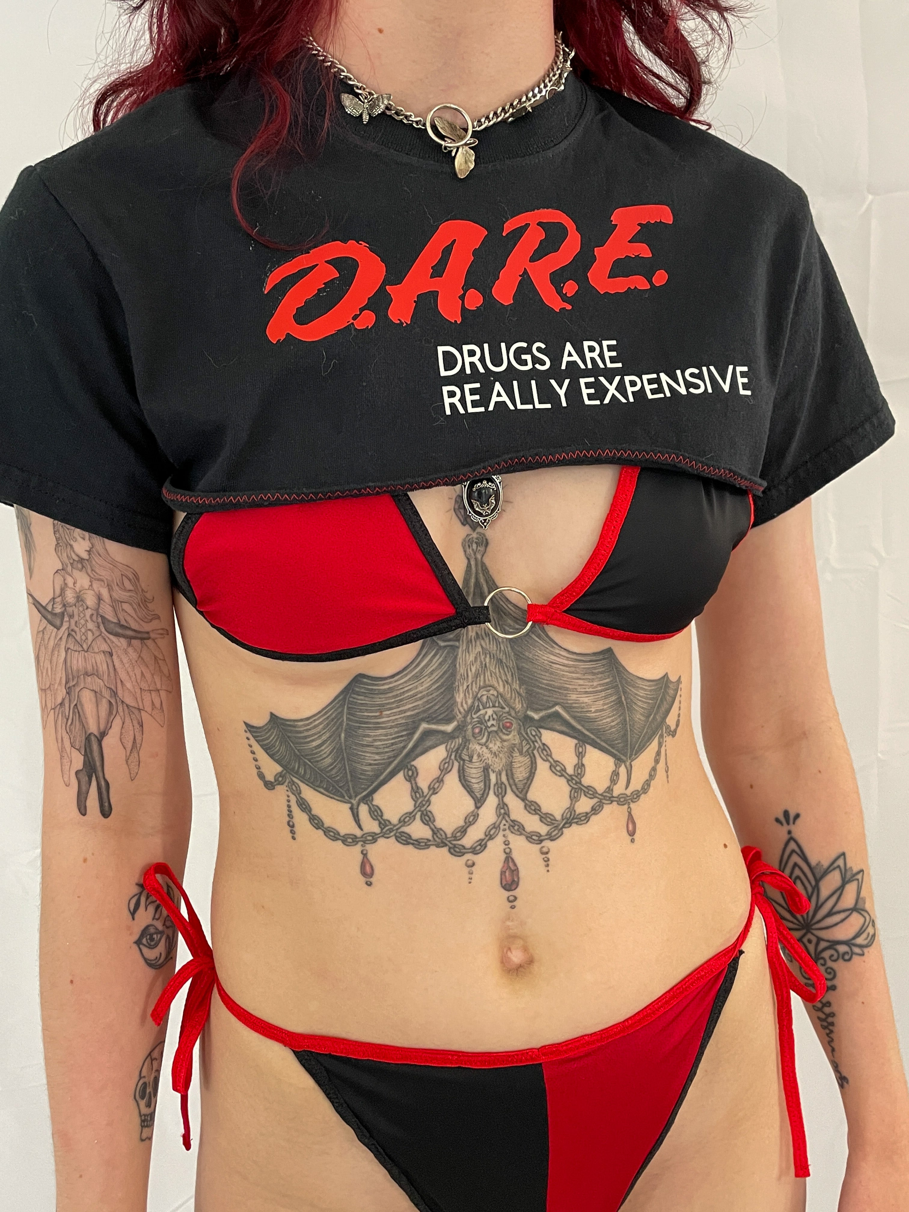 Black & Red DARE Super Crop Top