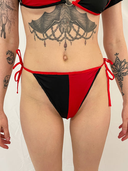 Black & Red Split Thong Bottoms